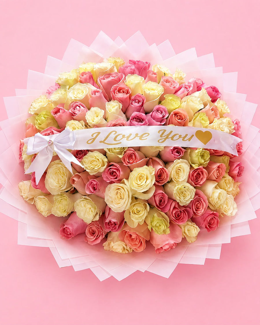 75 Ct 🎀Pink&White Roses Bouquet🎀