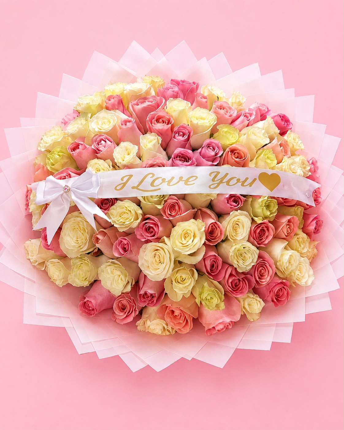 75 Ct 🎀Pink&White Roses Bouquet🎀