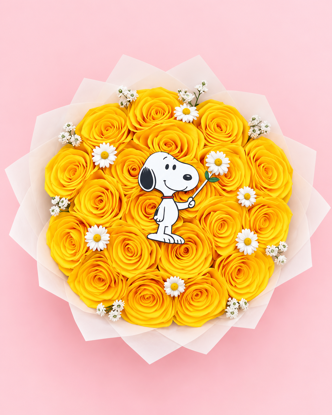 25Ct-Artificial Roses 💛Snoopy Bouquet 💐