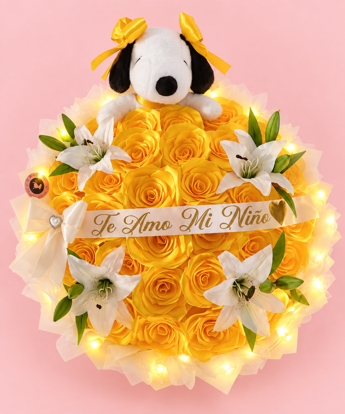 50 Ct- Artificial Roses with Snoopy Plushie 💛For Her💛